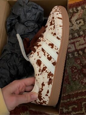 adidas Samba LT Cow Print in White & Brown
